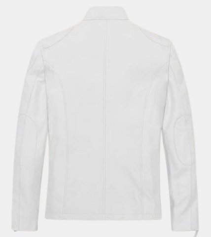  Men's White Leather Jacket