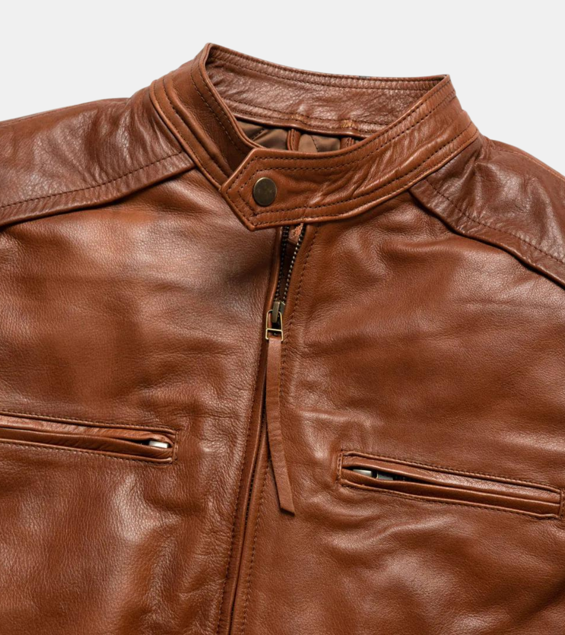 Legacy Brown Men's Biker Leather Jacket Zipper