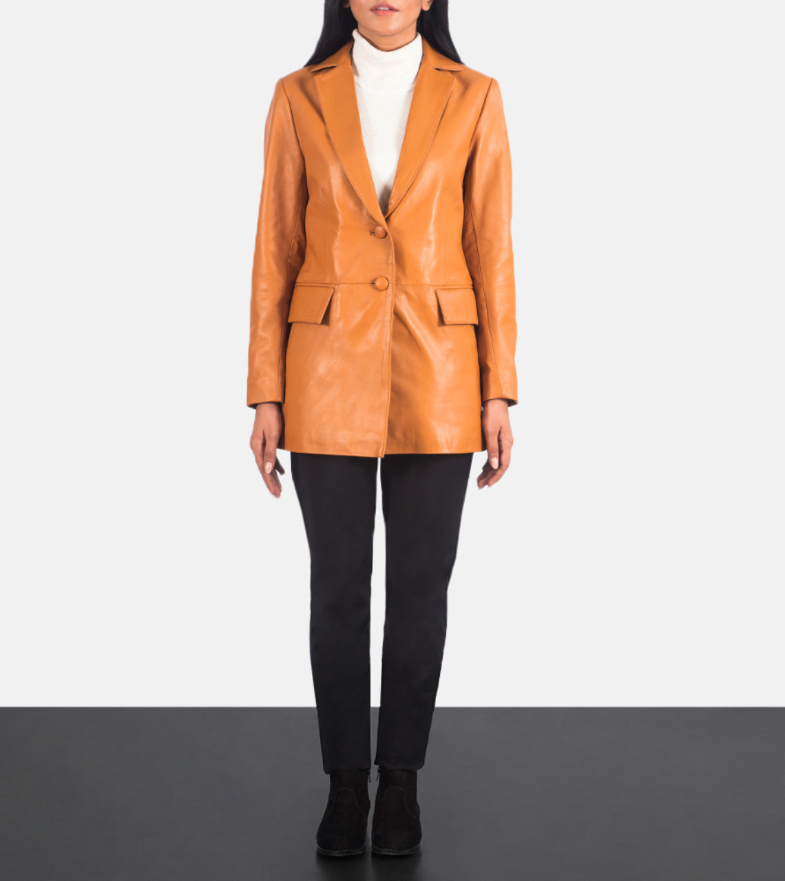 Women's Brown Leather Blazer