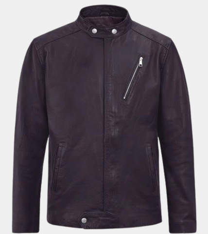 Gespare Men's Violet Biker's Leather Jacket