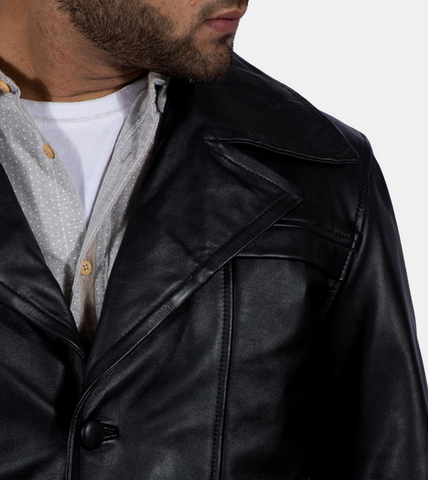  Hadley Men's Black Leather Coat  Shoulder