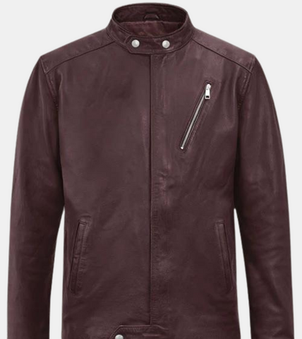 Gespare Men's Rosewood Biker's Leather Jacket
