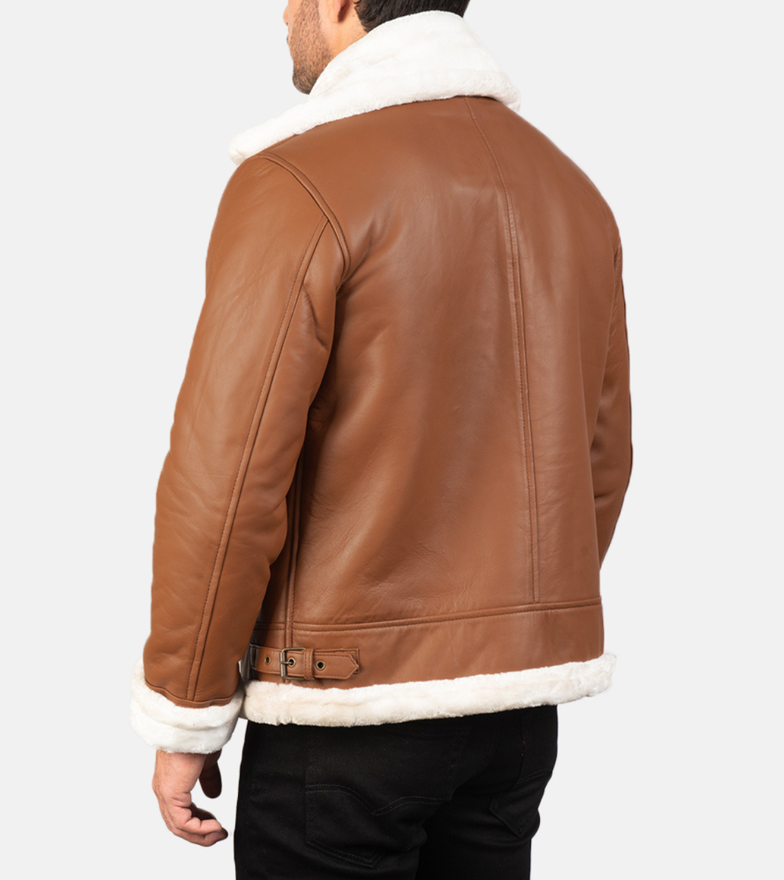 Brown Shearling Men's Leather Bomber Jacket 