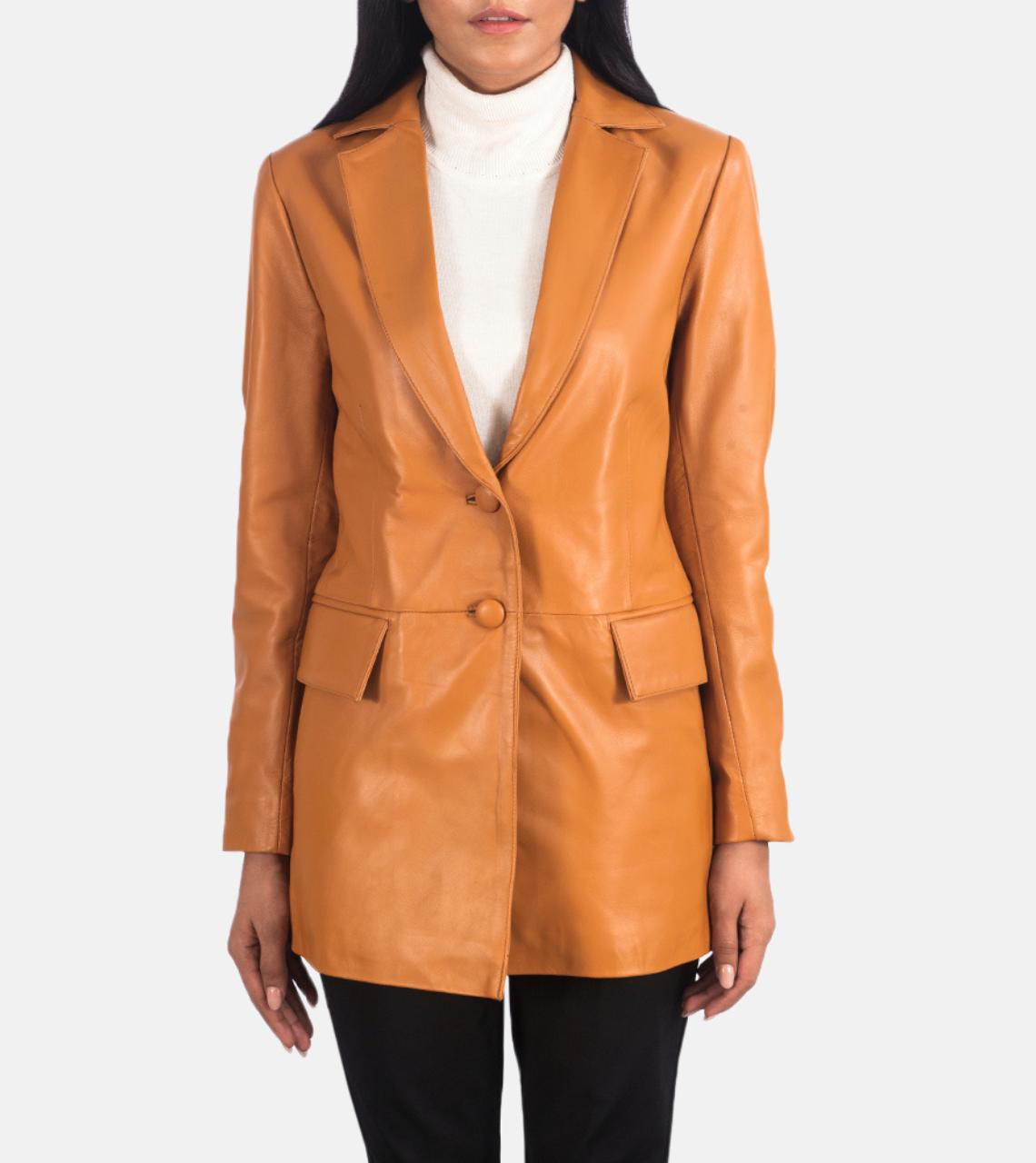  Brown Women's Leather Blazer 