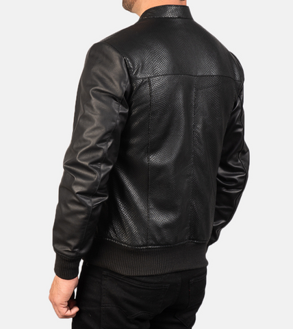 Rocher Percé Men's Leather Bomber Jacket Back