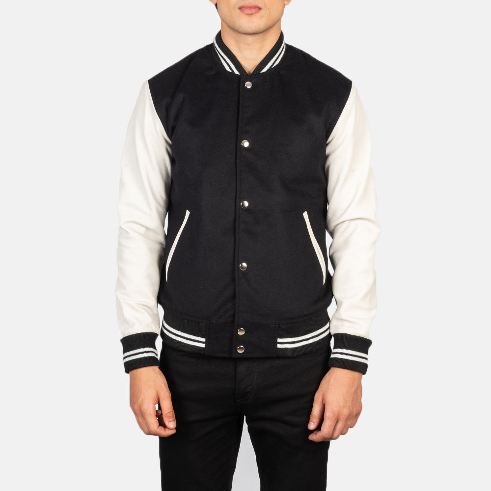 Shane Hybrid Stripped Varsity Leather Jacket