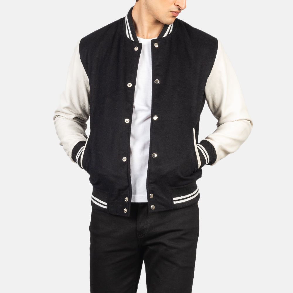 Stripped Varsity Leather Jacket