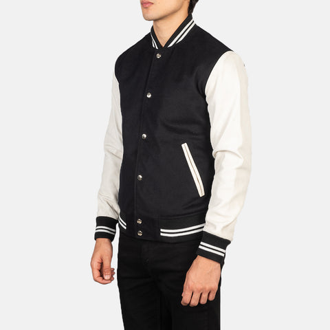 Shane Hybrid Stripped Varsity Men's Leather Jacket