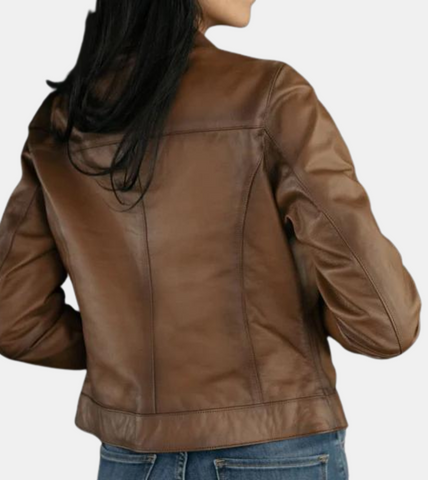 Aerin Women's Brown Leather Jacket Back