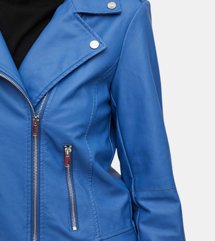 Luisa Women's Cobalt Biker's Leather Jacket