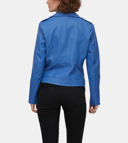 Luisa Women's Cobalt Biker's Leather Jacket