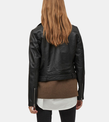 Women's Black Biker Leather jacket 