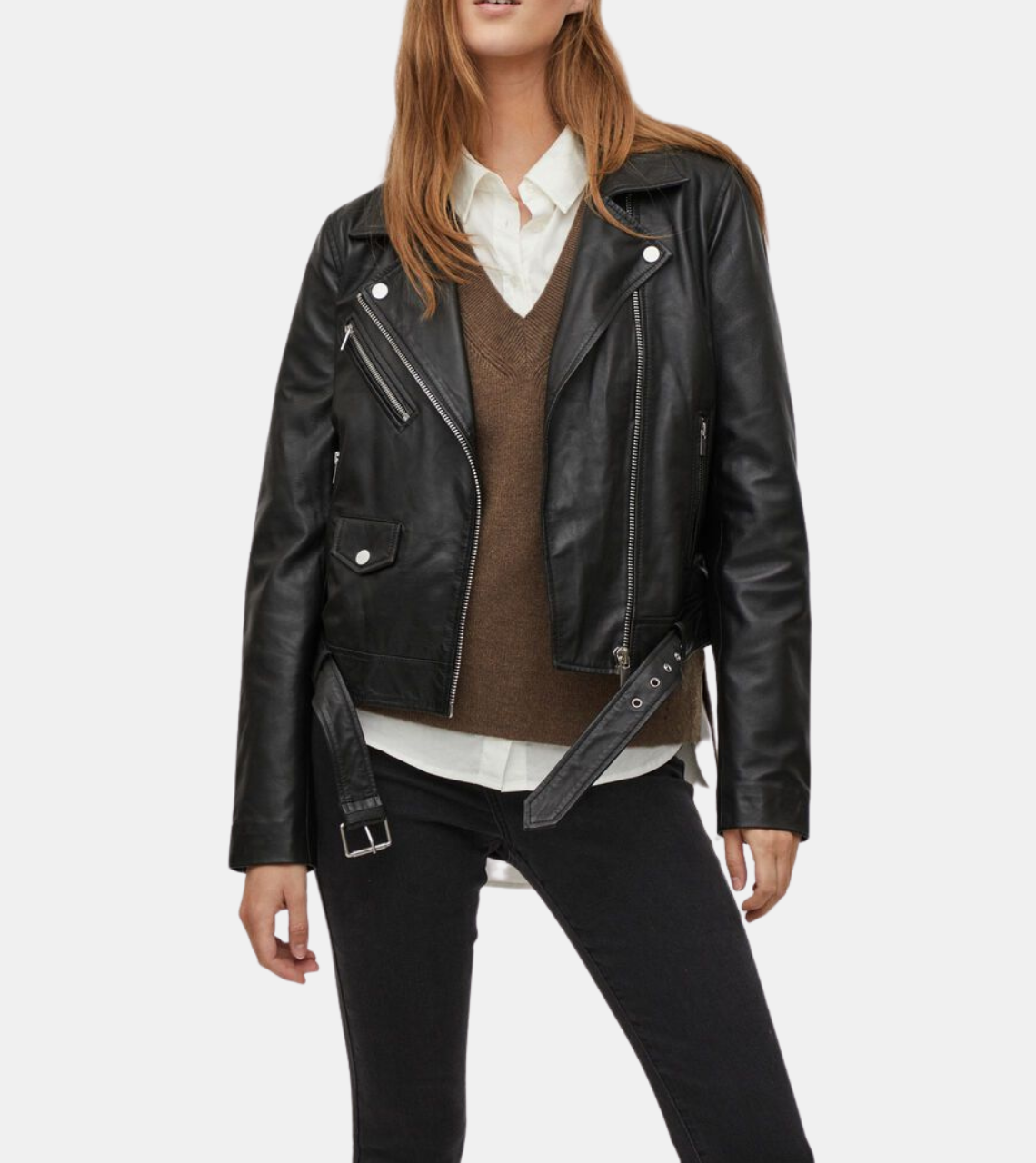  Lovella Women's Black Biker Leather jacket 