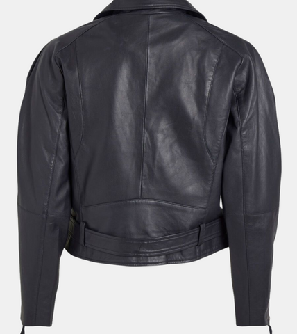Nouria Women's Black Leather Biker Jacket