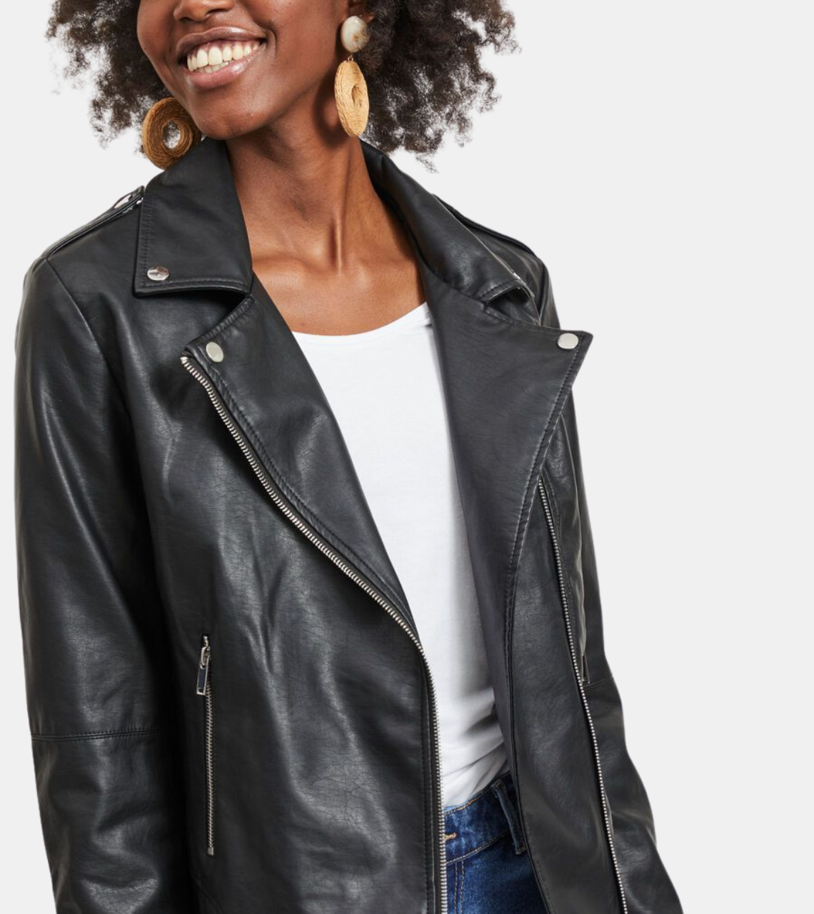 Black Leather Biker Jacket 