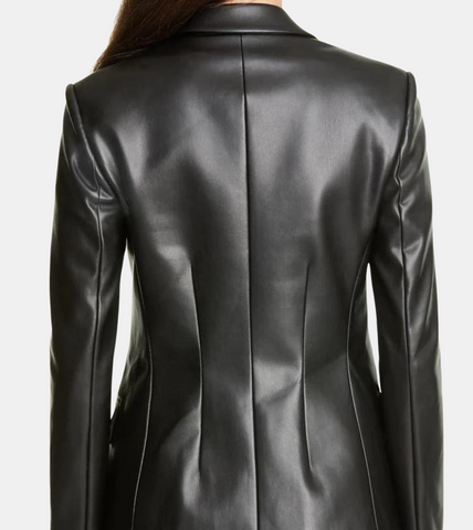 Celine Women's Black Leather Blazer Back