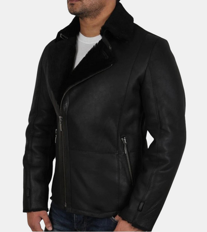  Black Shearling Leather Jacket