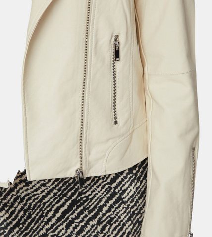 Charlene Birch White Leather Jacket For Women's
