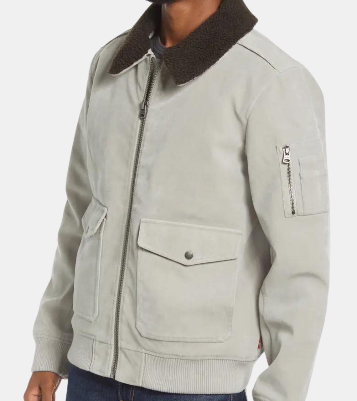 Blaire Ivory Suede Leather Aviator Jacket For Men's
