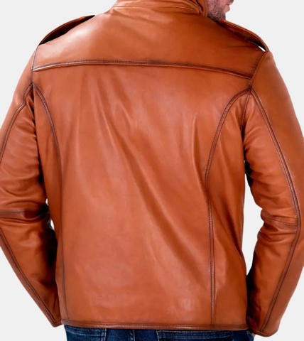 Men's Bronze Leather Aviator Jacket 