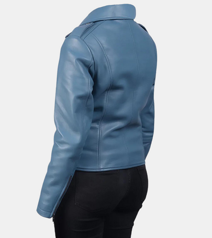 Blue Biker's Leather Jacket