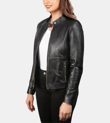 Evane Women's Black Leather Jacket