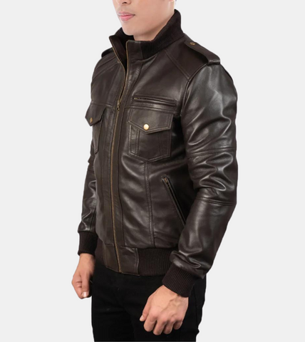  Bomber Brown Leather Jacket