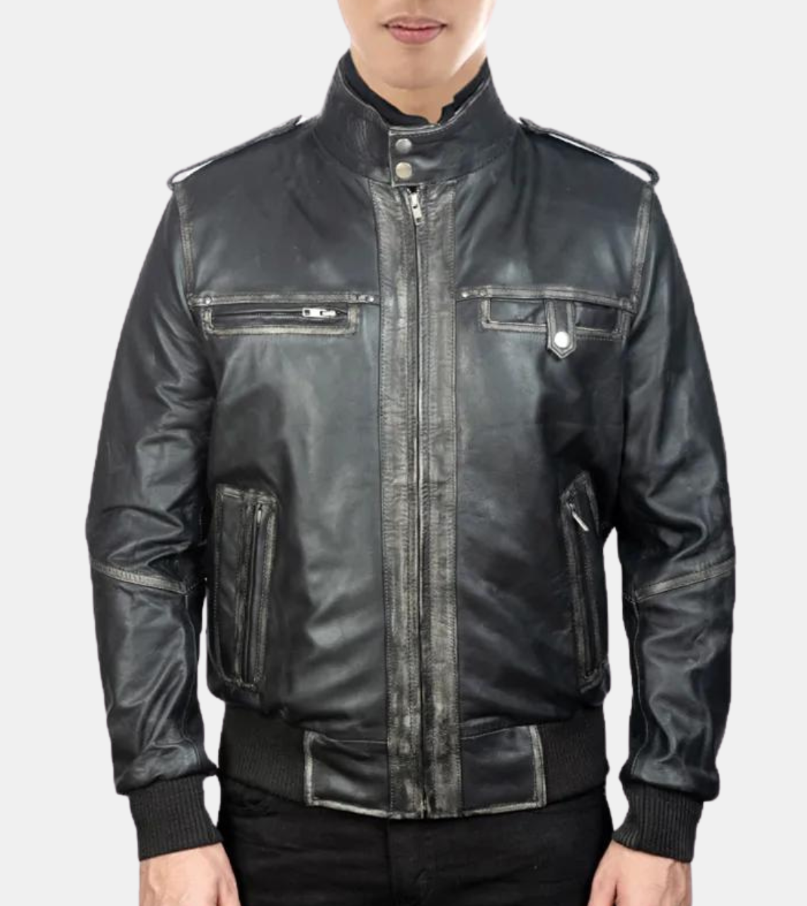 Black Bomber Leather Jacket