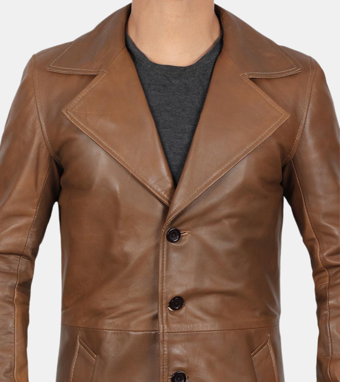 Men's Brown Leather Coat 