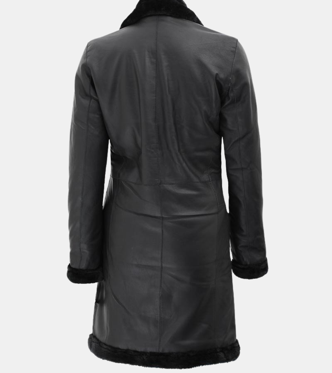 Klara Women's Black Shearling Leather Coat Back