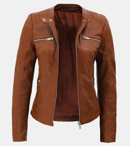 Removable Hooded Brown Leather Jacket