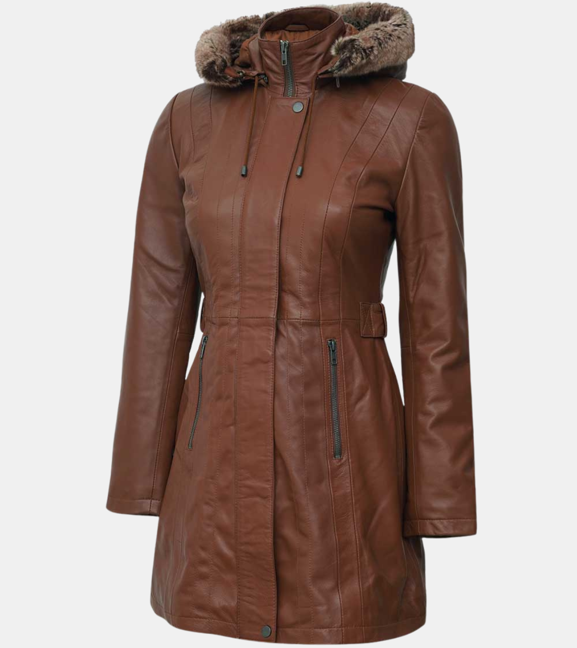 Tan Brown Leather Coat