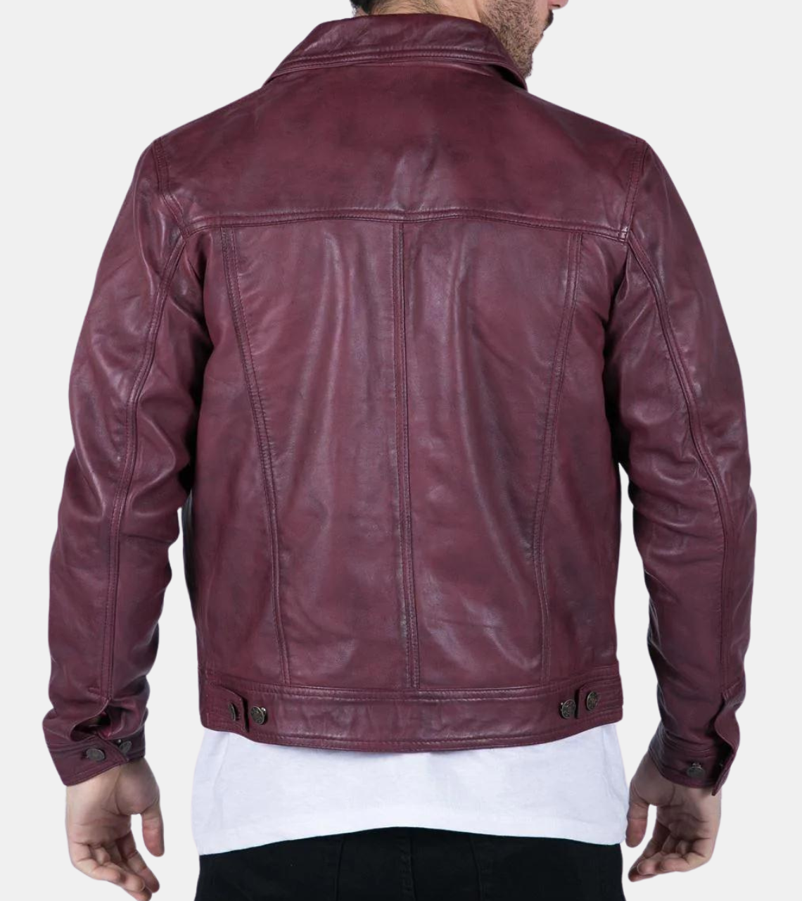 Grady Men's Plum Red Leather Jacket