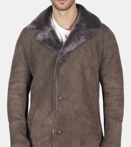 Tan Beige Shearling Leather Coat 