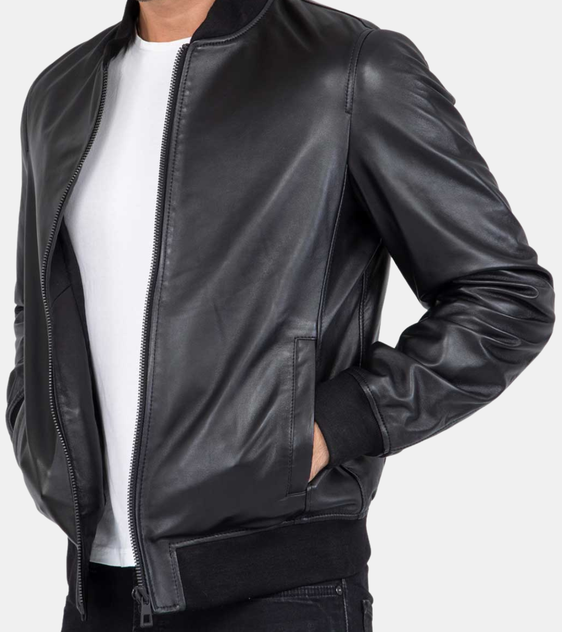 Black Bomber Leather Jacket