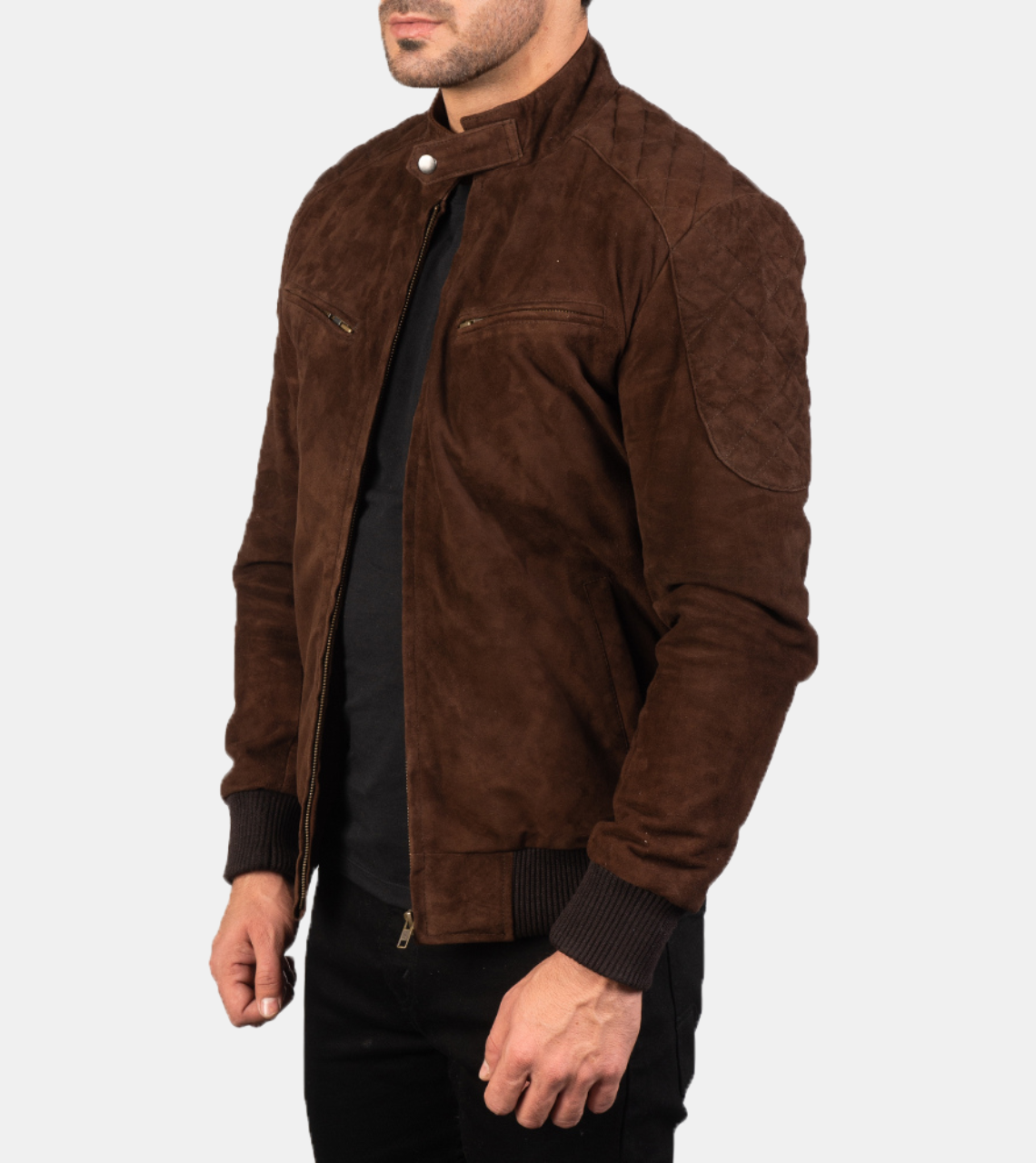 Brown Bomber Suede Leather Jacket