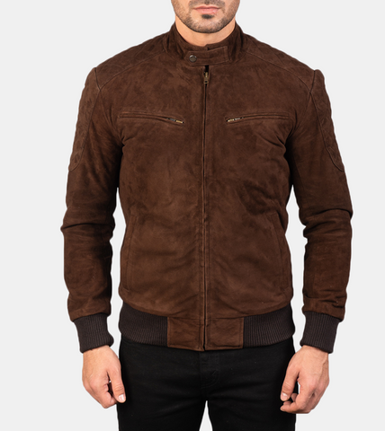 Miler Men's Brown Bomber Suede Leather Jacket