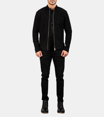 Men's Black Suede Leather Jacket 