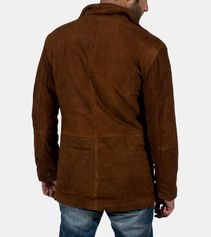  Artagnan Men's Tanned Suede Leather Jacket Back