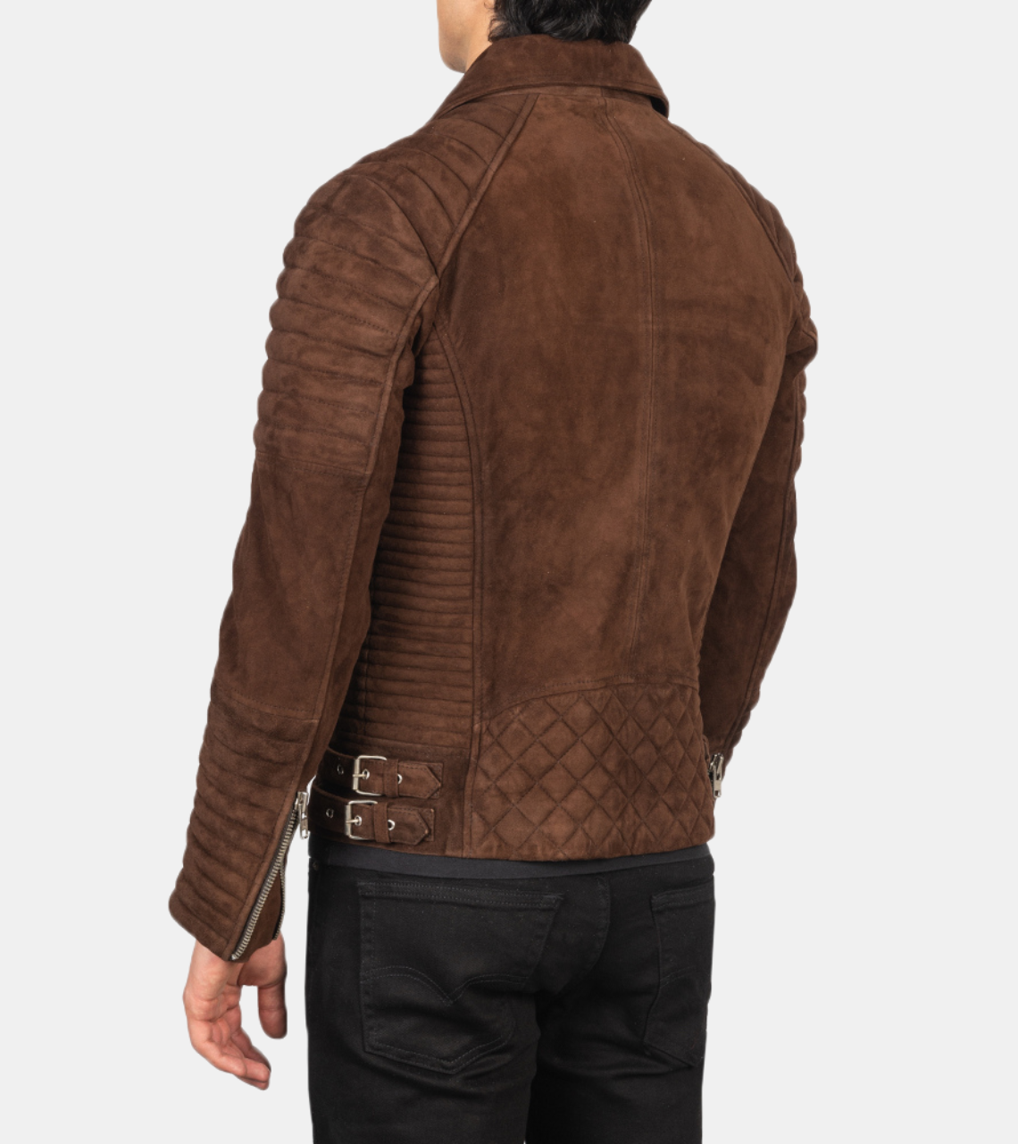  Guiliano Men's Brown Suede Leather Biker's Jacket Back