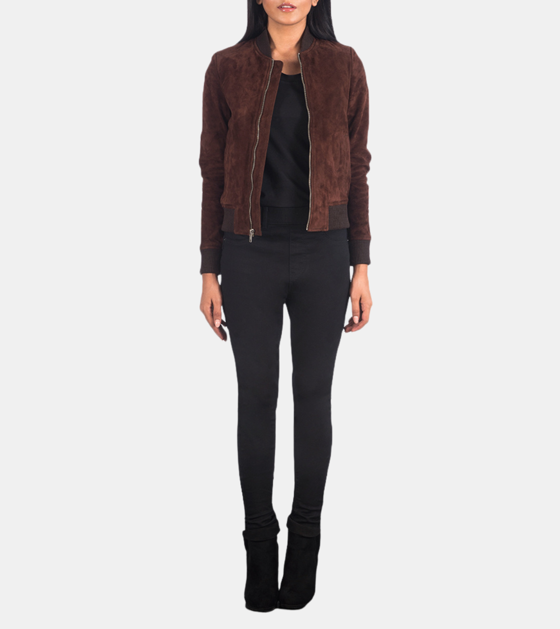 Women's Brown Bomber Suede leather Jacket