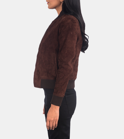  Brown Bomber Suede leather Jacket
