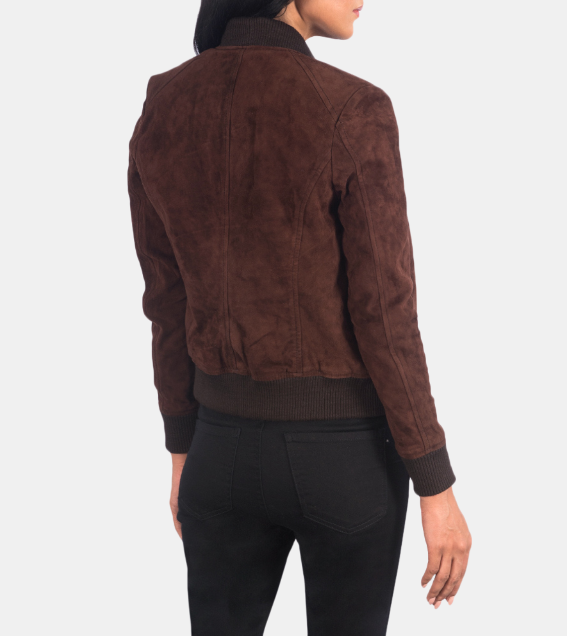 Astrella Women's Brown Bomber Suede leather Jacket Back