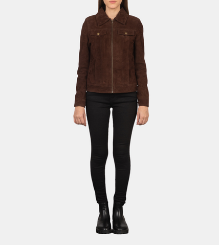 Bethell Women's Tanned Brown Suede Leather Jacket