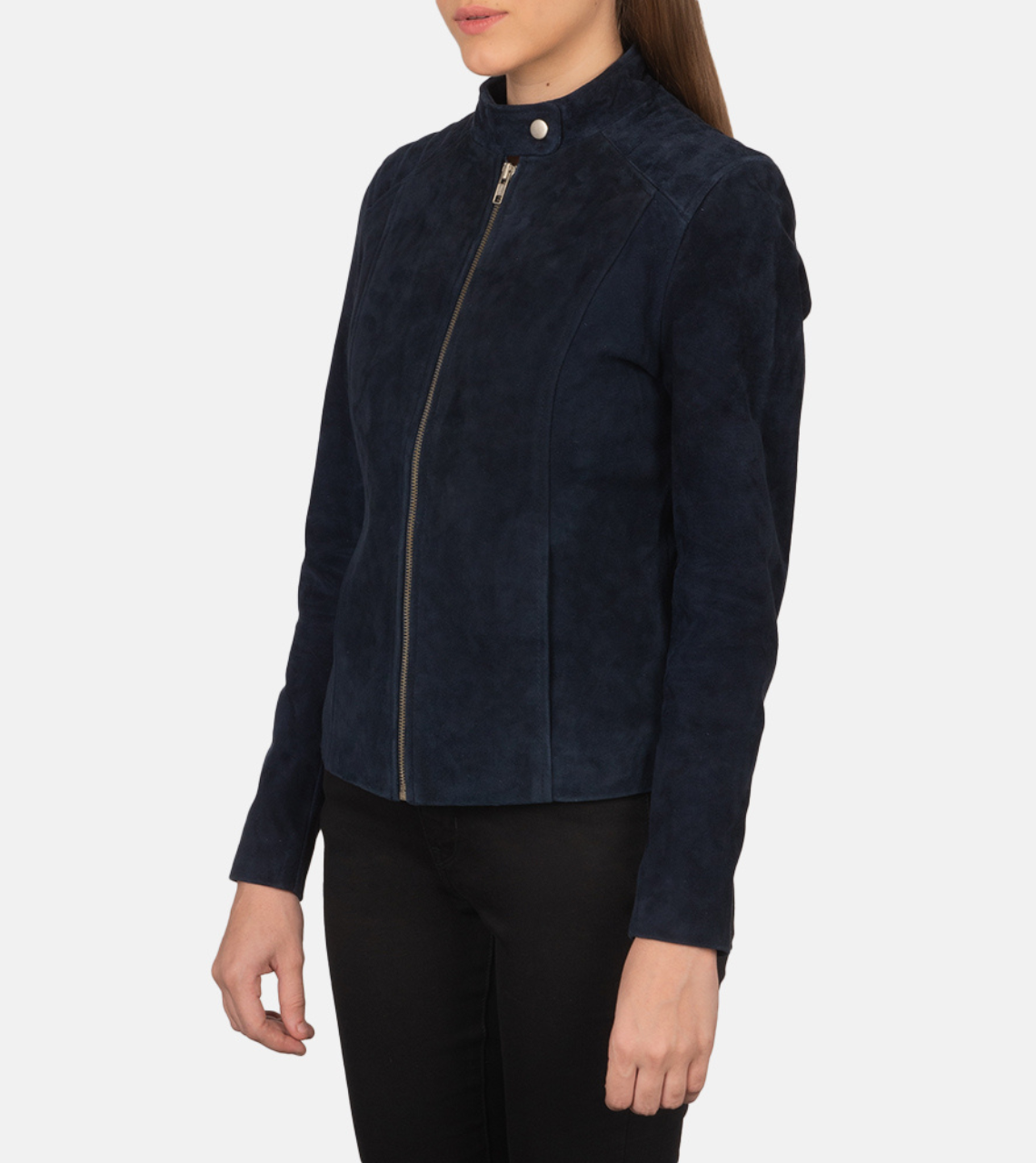 Vixra Women's Blue Suede Leather Jacket