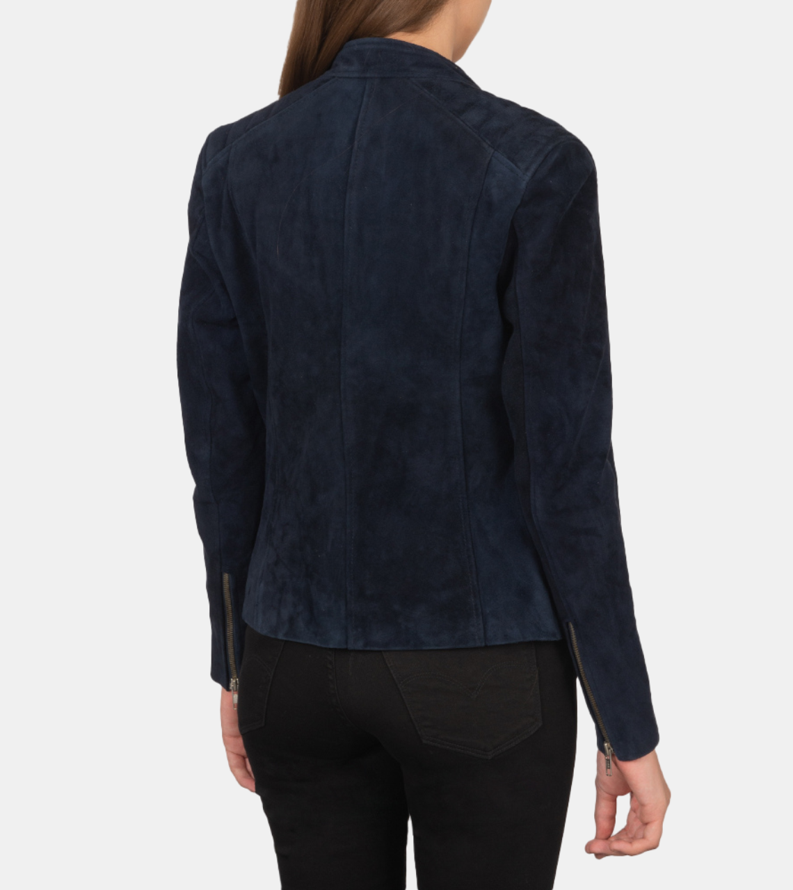 Vixra Women's Blue Suede Leather Jacket