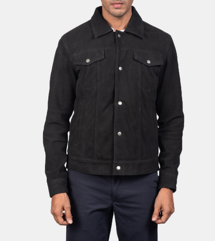 Carveth Men's Black Suede Leather Jacket