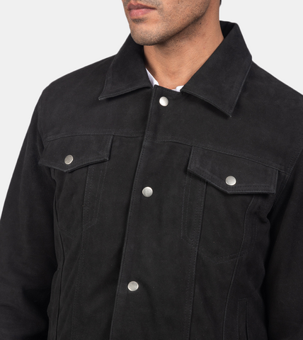 Carveth Men's Black Suede Leather Jacket