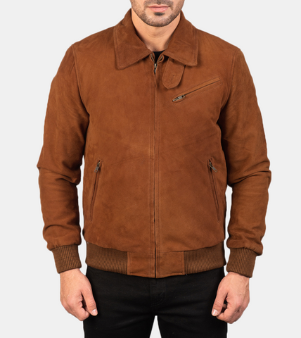 Alfier Men's Bronze Suede Leather Jacket