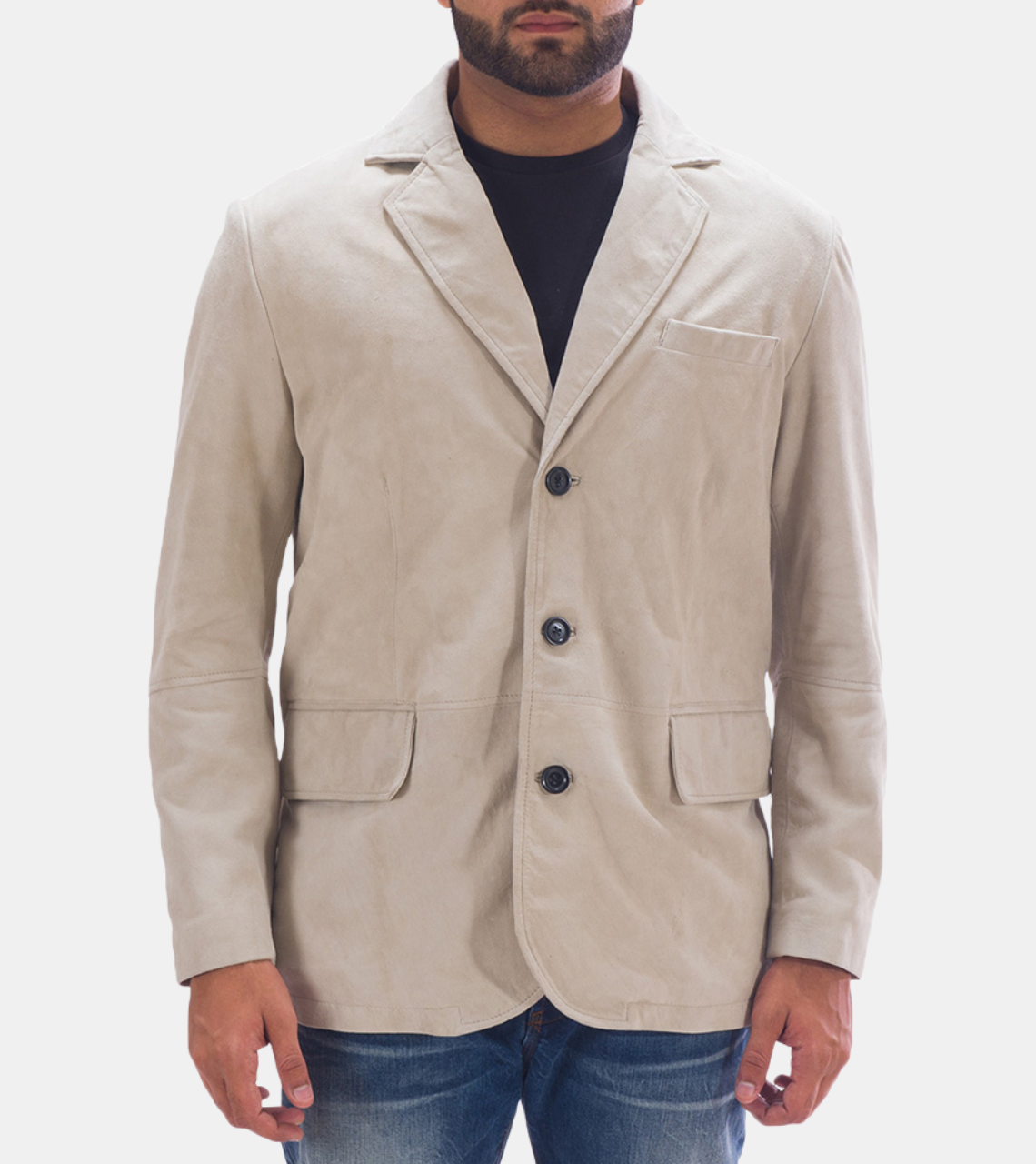 Dylan Men's Ivory Suede Leather Blazer